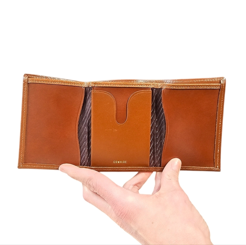 Cowhide Leather Card Holder Brown